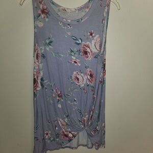 Viamor Floral Twist Knot Tank Top - Lavender and Rose